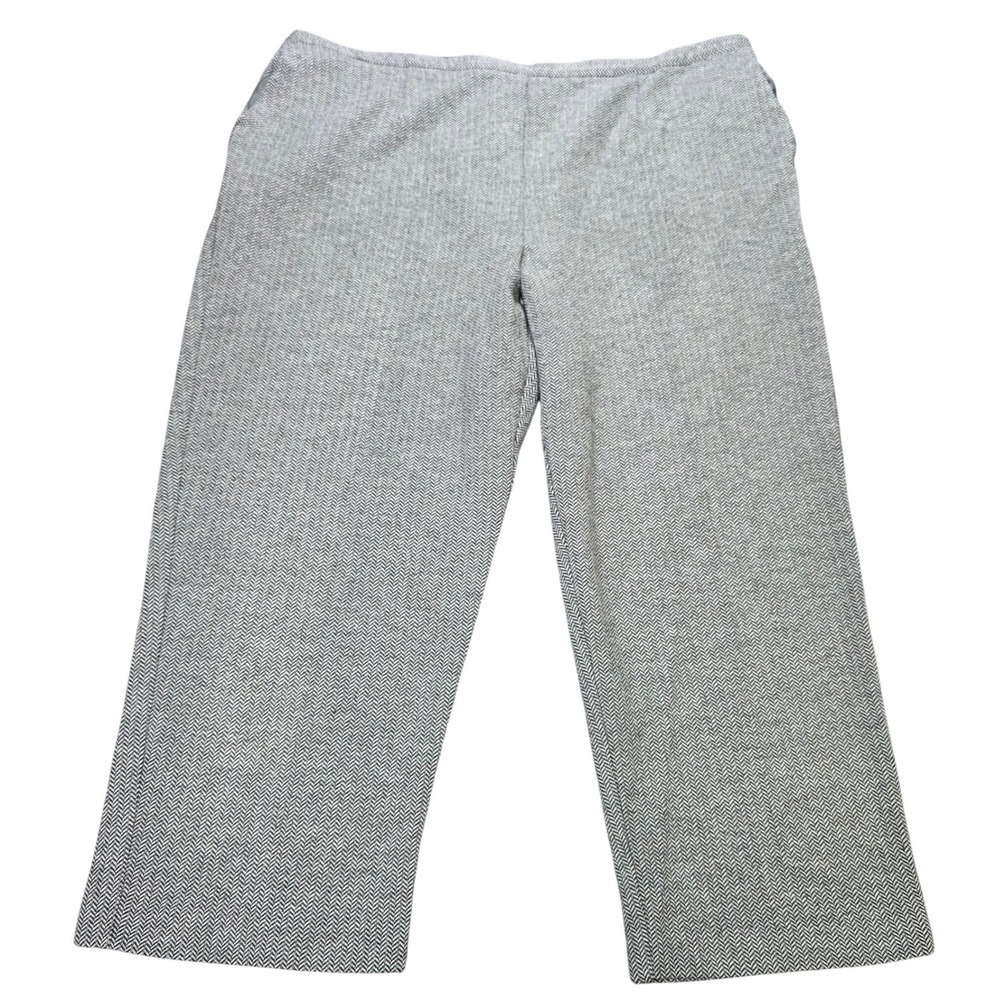Alfred Dunner Herringbone Pull On Knit Pants‎ Woman's Size 24W Grey High Rise